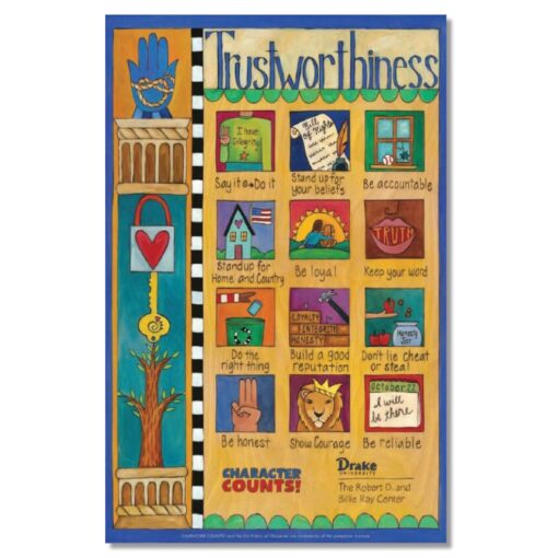 Six Pillars of Character Wooden Plaques