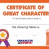 Fairness - Great Character Certificate