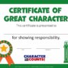 Responsibility -Great Character Certificate